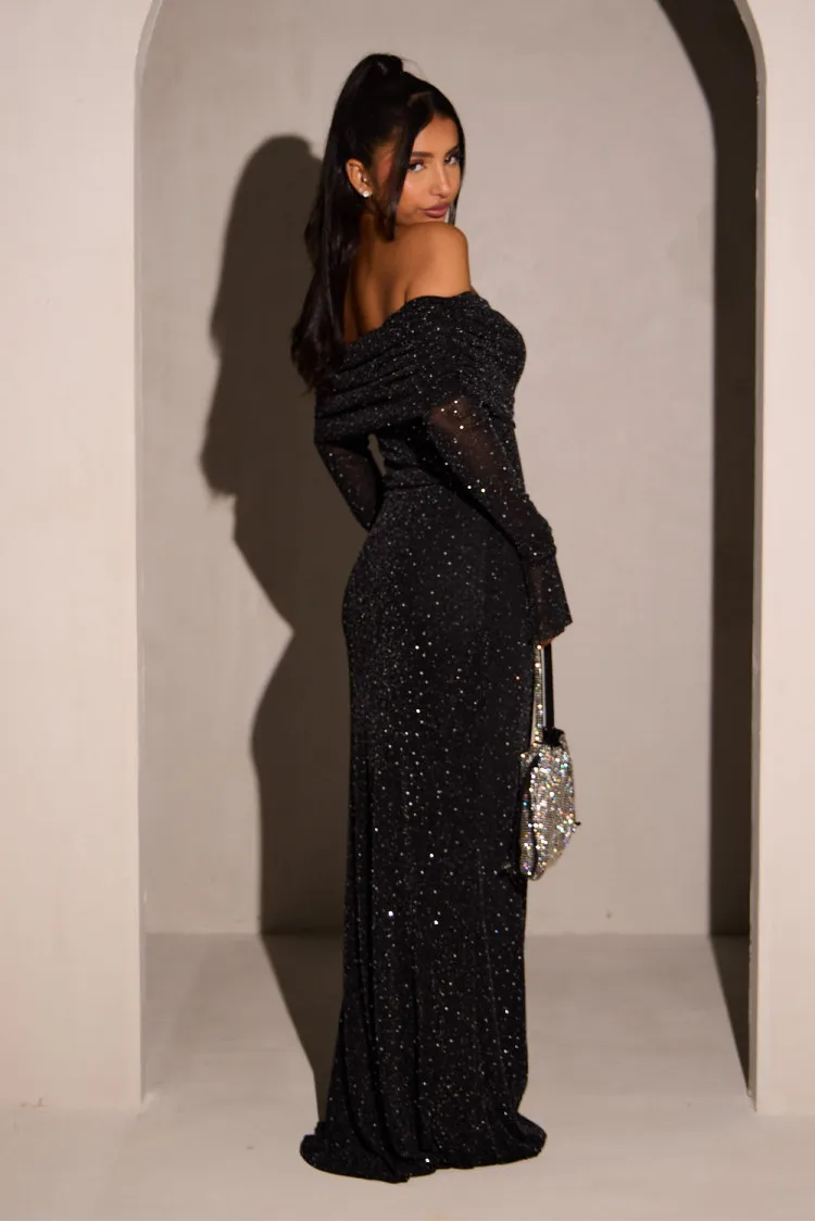 Modestique london | Sequined Off-shoulder Dress