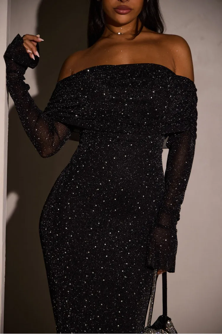 Modestique london | Sequined Off-shoulder Dress