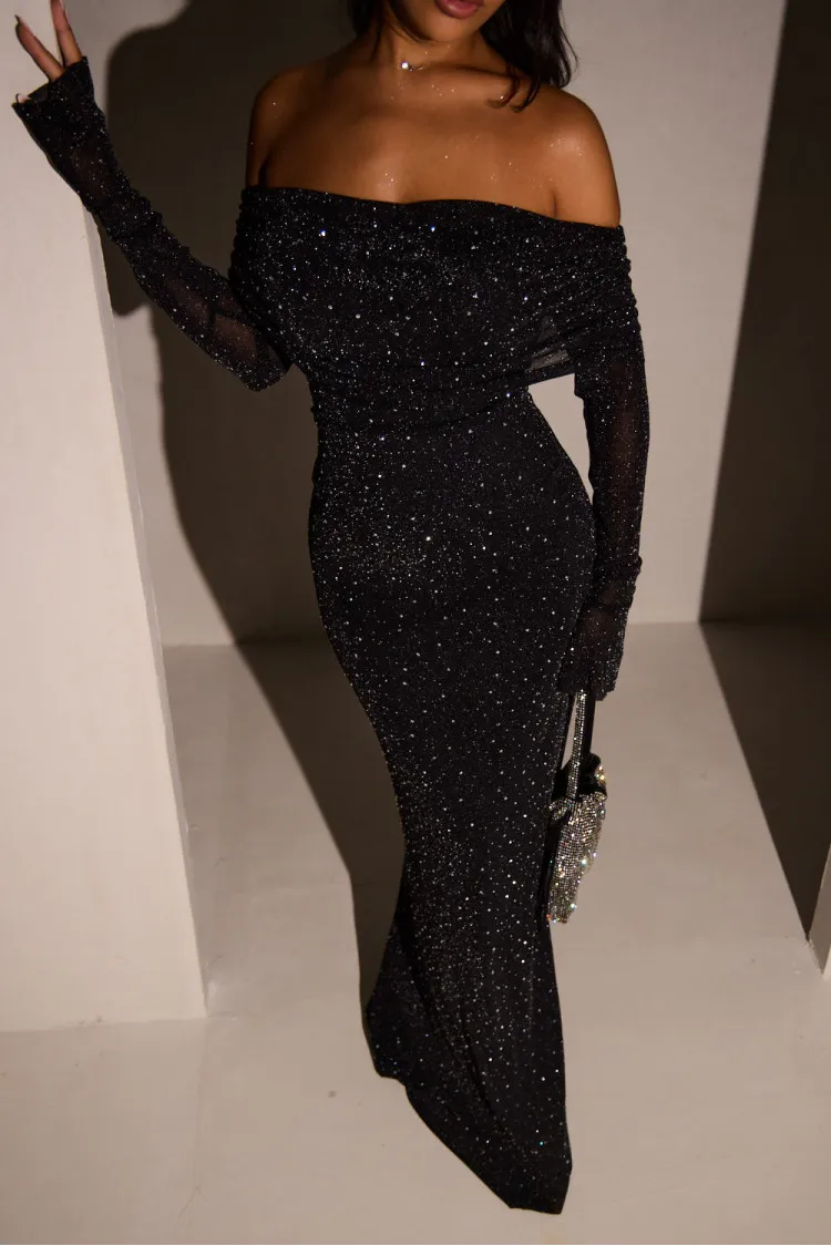 Modestique london | Sequined Off-shoulder Dress