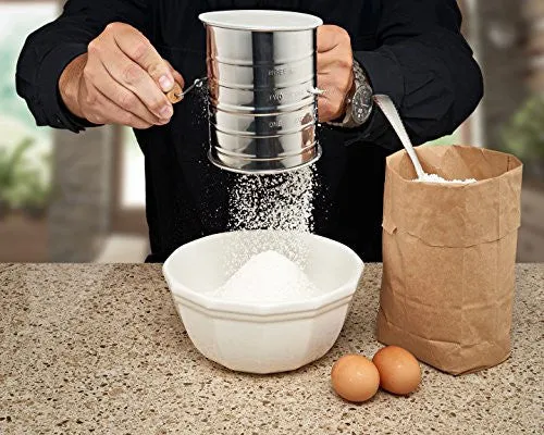 Natizo Stainless Steel 3-Cup Flour Sifter with Lid and Bottom Cover