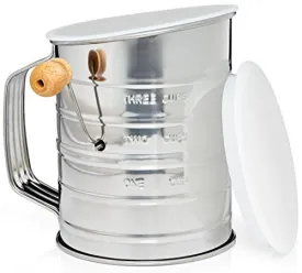 Natizo Stainless Steel 3-Cup Flour Sifter with Lid and Bottom Cover