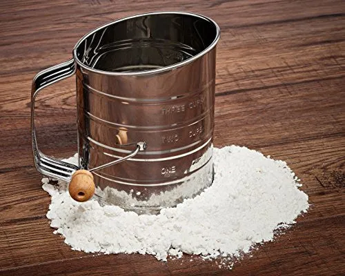 Natizo Stainless Steel 3-Cup Flour Sifter with Lid and Bottom Cover