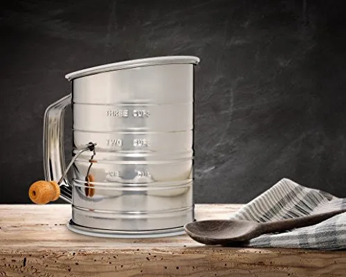 Natizo Stainless Steel 3-Cup Flour Sifter with Lid and Bottom Cover