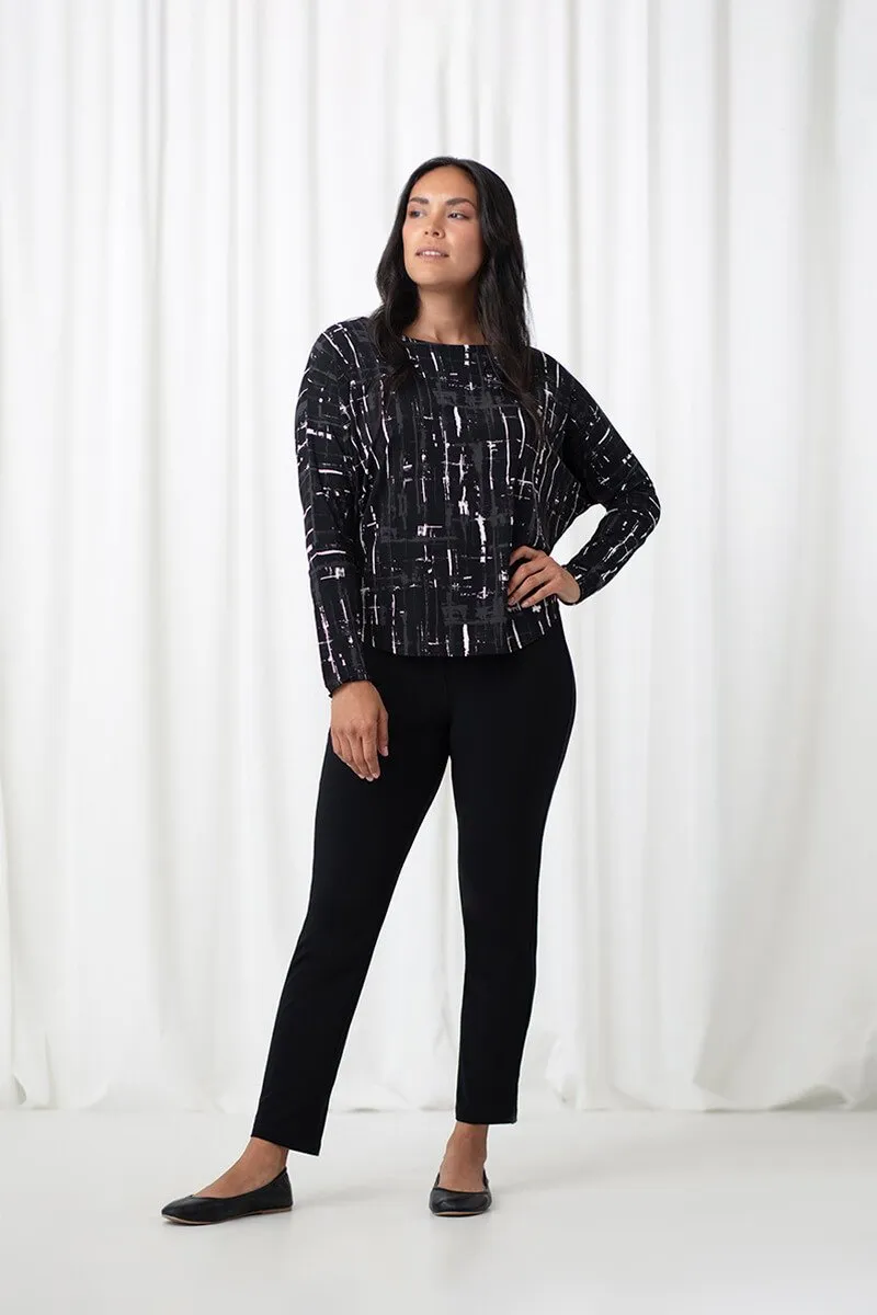 Nu Cinch Top | Drifting Lines Black