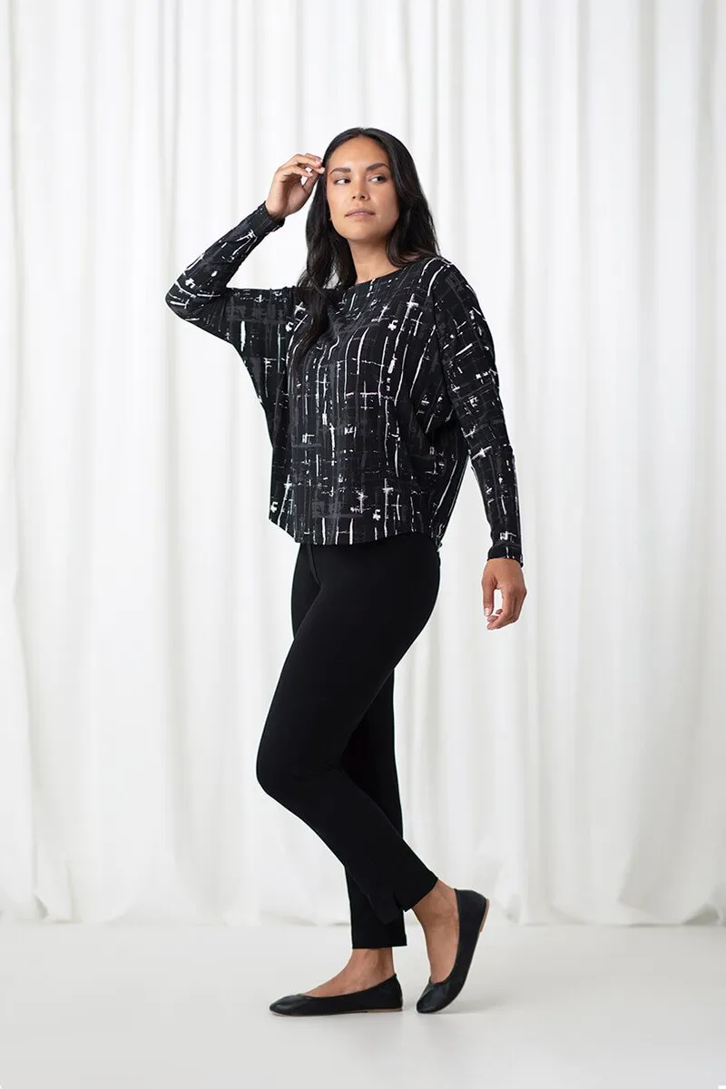 Nu Cinch Top | Drifting Lines Black