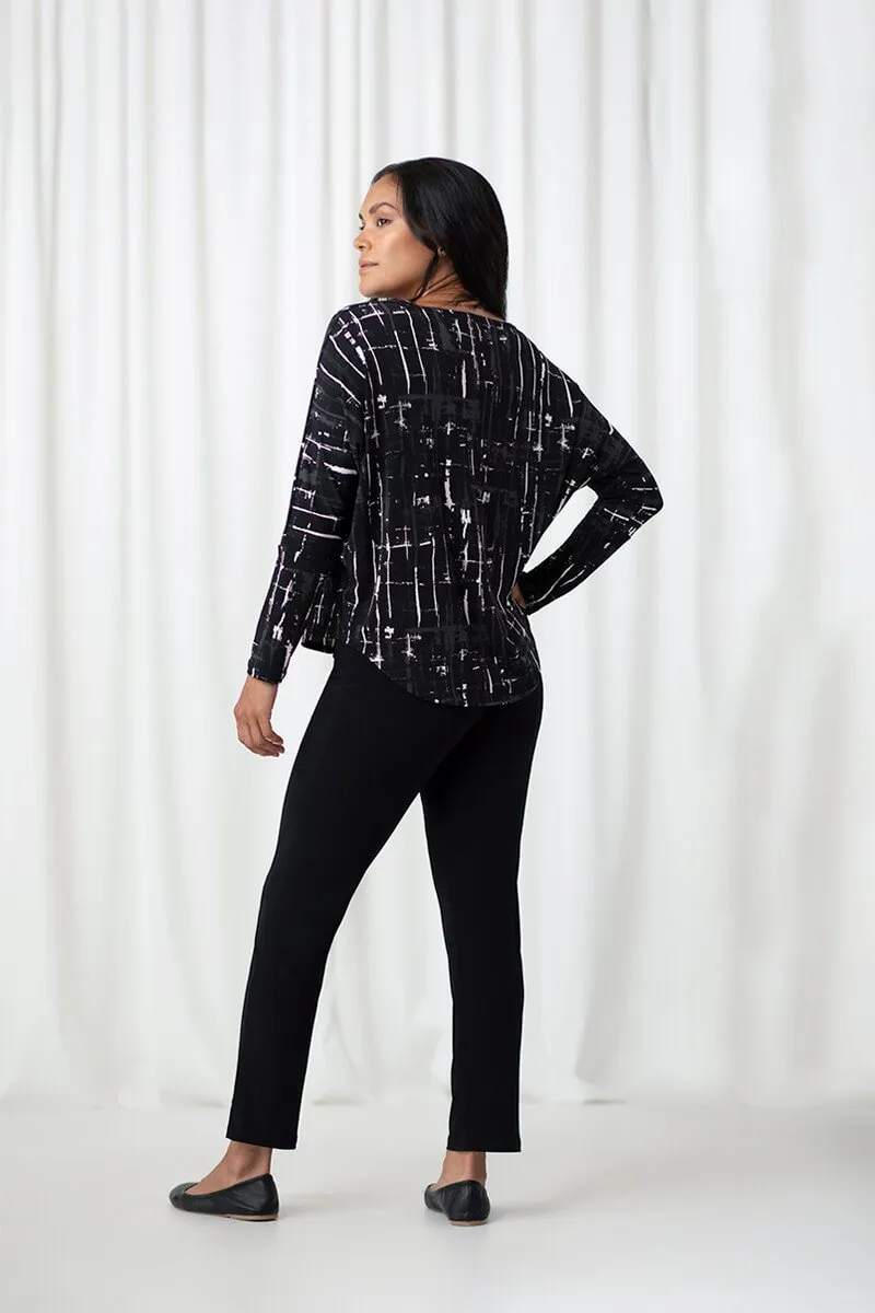 Nu Cinch Top | Drifting Lines Black