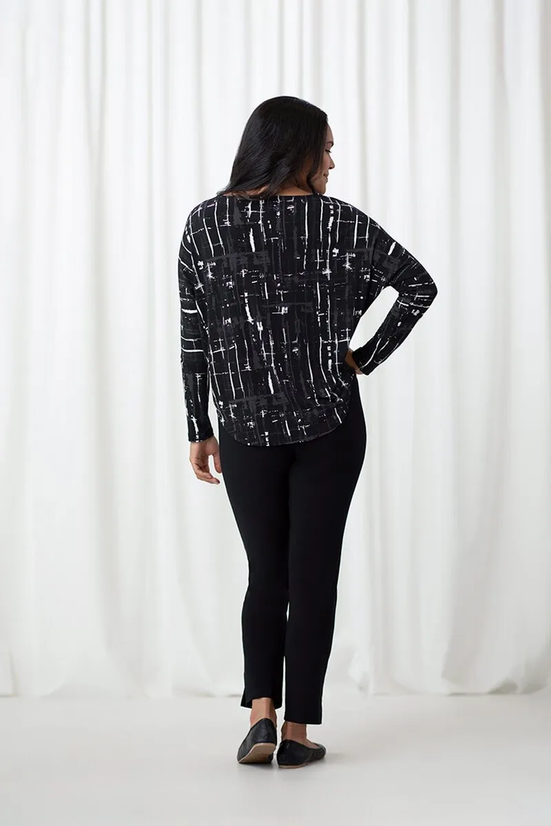 Nu Cinch Top | Drifting Lines Black