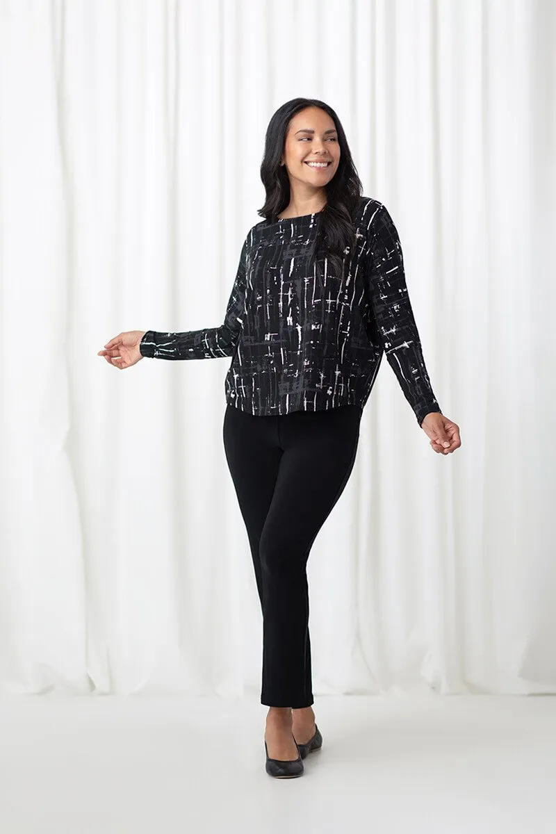 Nu Cinch Top | Drifting Lines Black