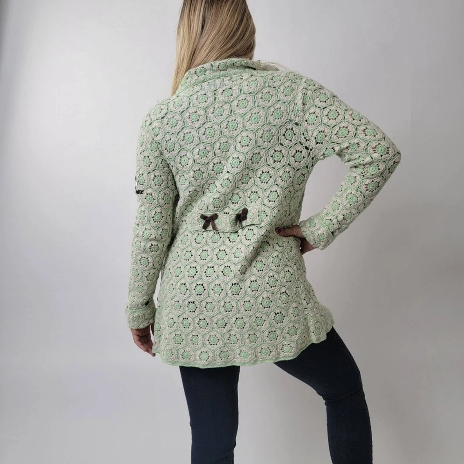 Odd Molly Crocheted Knit Cardigan