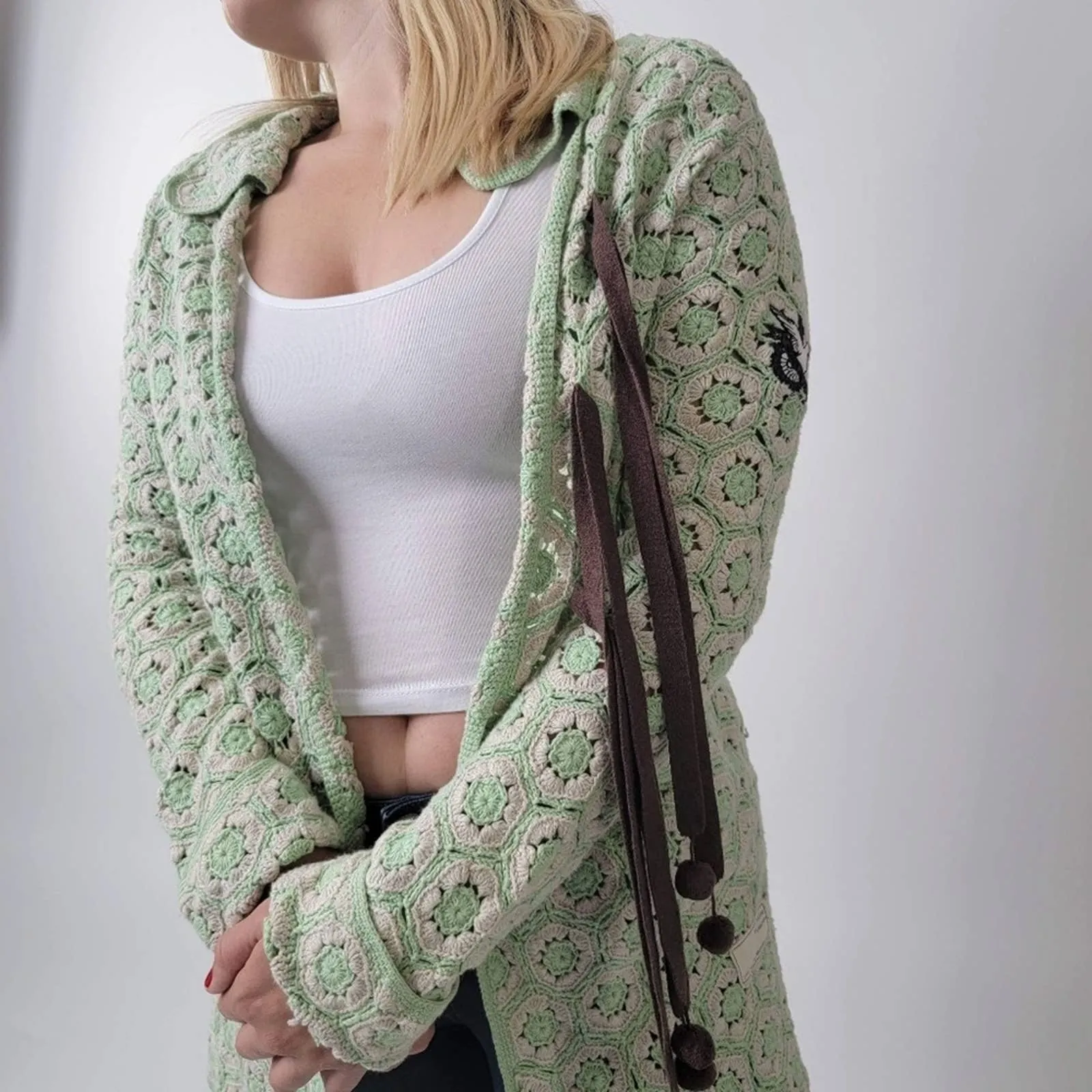 Odd Molly Crocheted Knit Cardigan
