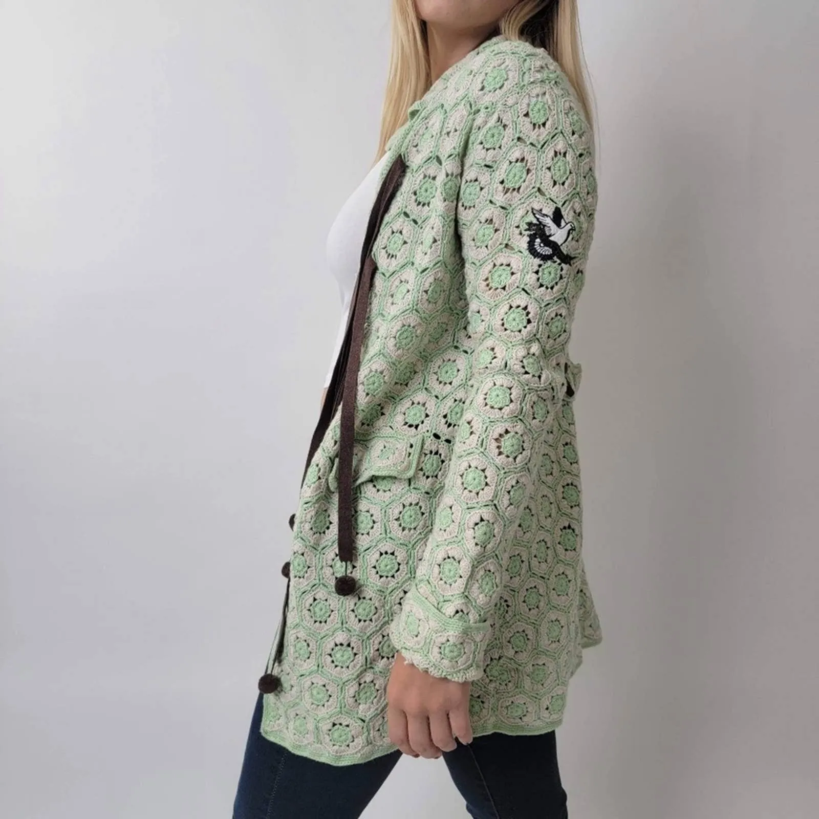 Odd Molly Crocheted Knit Cardigan