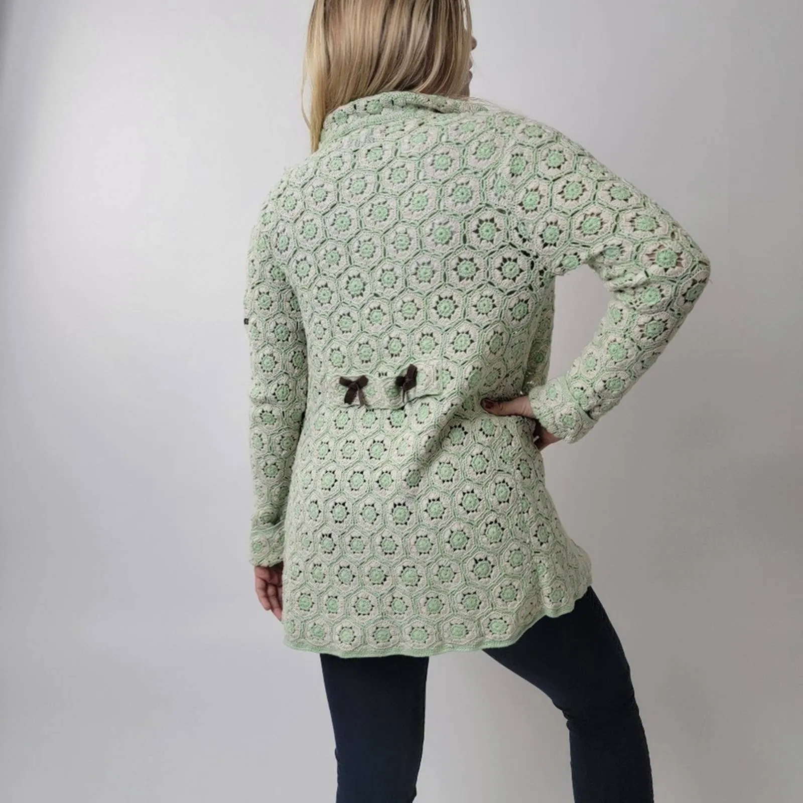 Odd Molly Crocheted Knit Cardigan