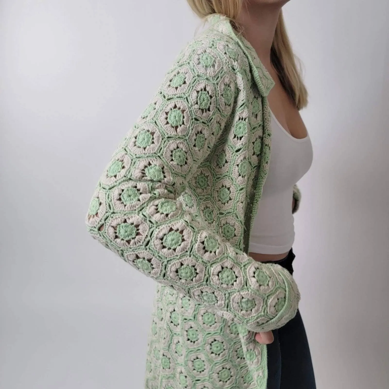 Odd Molly Crocheted Knit Cardigan
