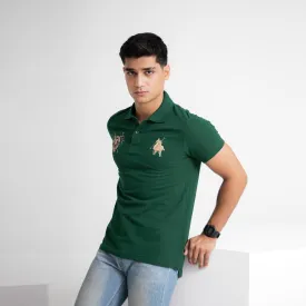 Polo Republica Men's Double Horse & PRC Crest Embroidered Short Sleeve Polo Shirt