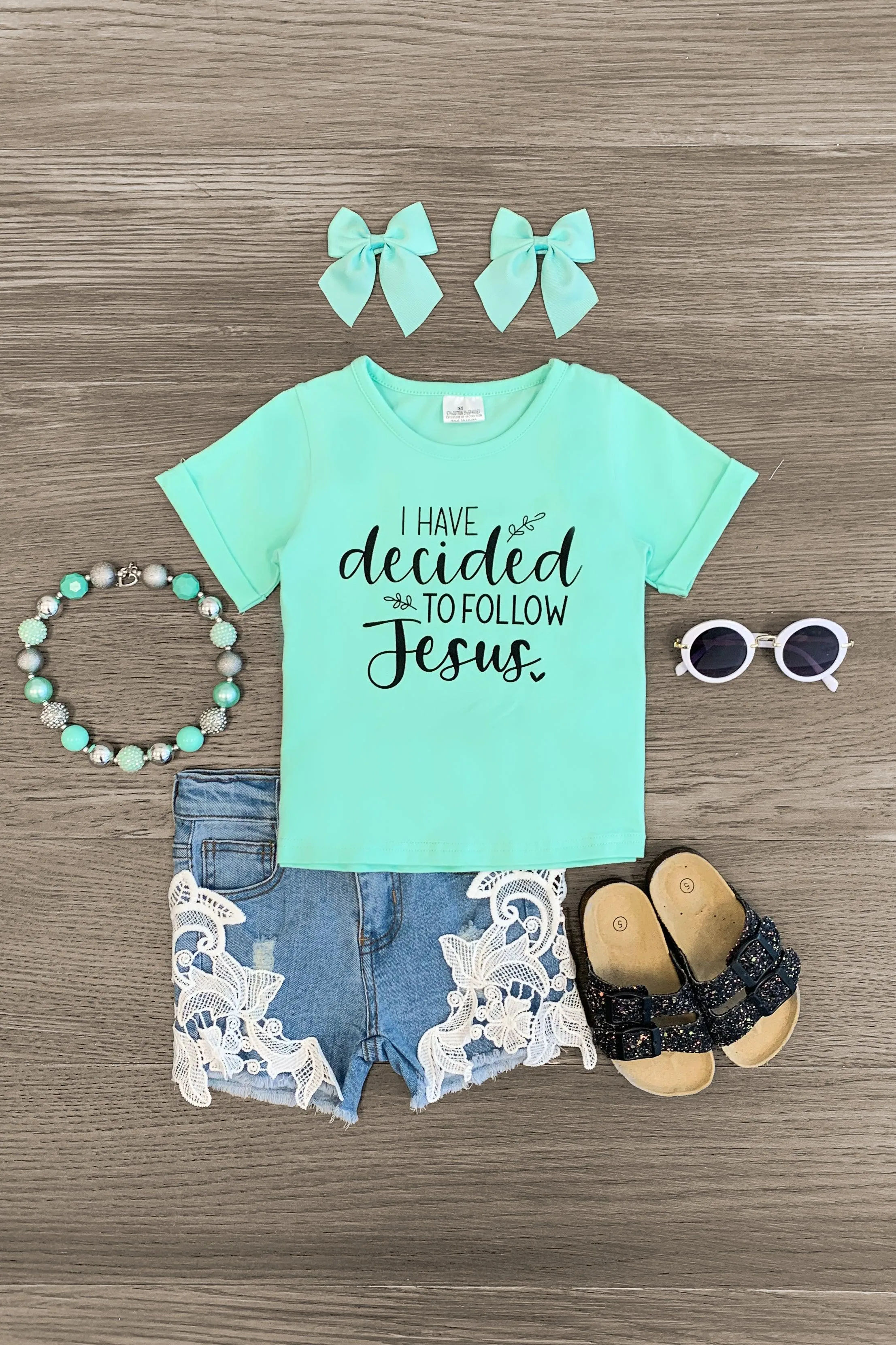 "I Have Decided To Follow Jesus" Denim Short Set
