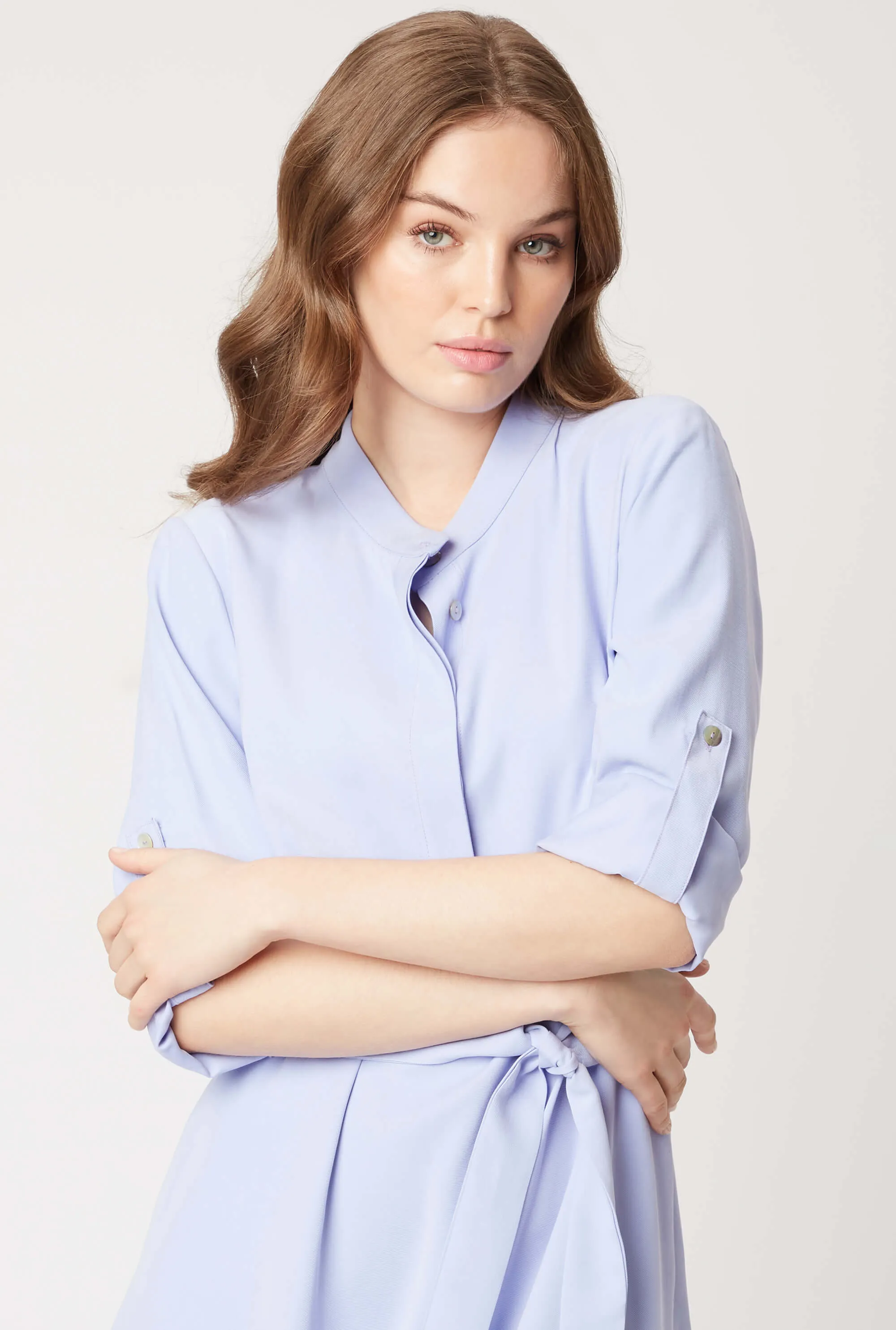 Roll Sleeve Midi Dress Lilac