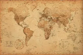 WORLD MAP (ANTIQUE) ART  24X36 POSTER